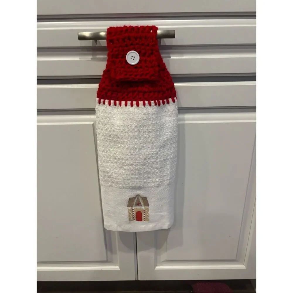 Crochet Top Kitchen Towel-Gingerbread House